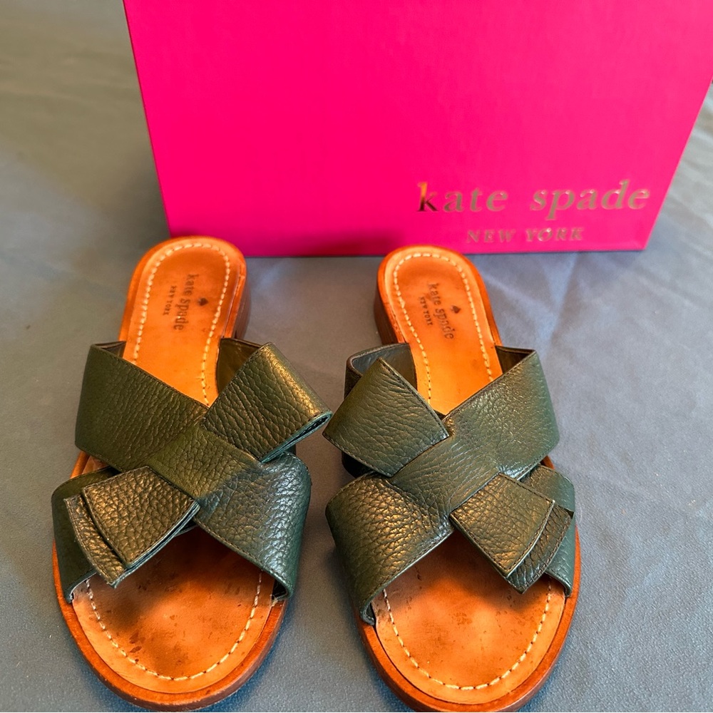 Kate Spade Dark Green Bow Sandals